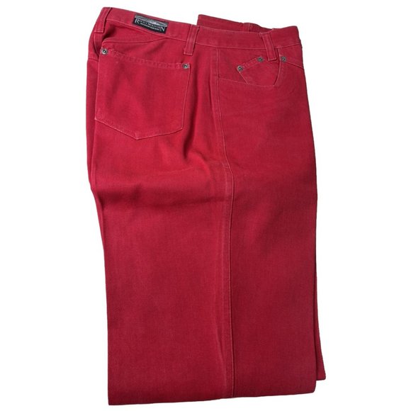 VTG Rocky Mountain Sz 29/9 (Actual 26x35) True Red Jeans Starched/Front Seam EUC